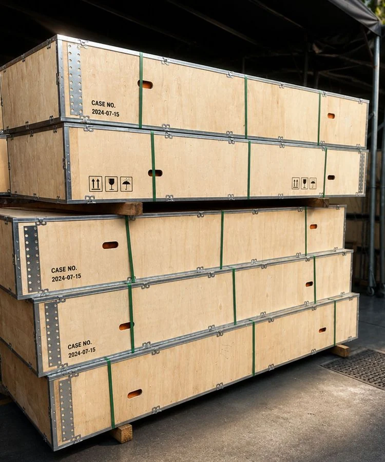 Wooden crate packing illustration